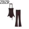 Zbzr Spring New Women Clothes Transparent Slim Fit Scarf Lace Top Trumpet Pants 6050325 6050339