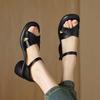 Sandals women's small summer new soft leather platform open-toed casual flat high heel one-word sandals