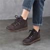 Johnature Genuine Leather Women's Shoes Soft Cowhide Round Toe Retro Soft Soled Flat Short Boots