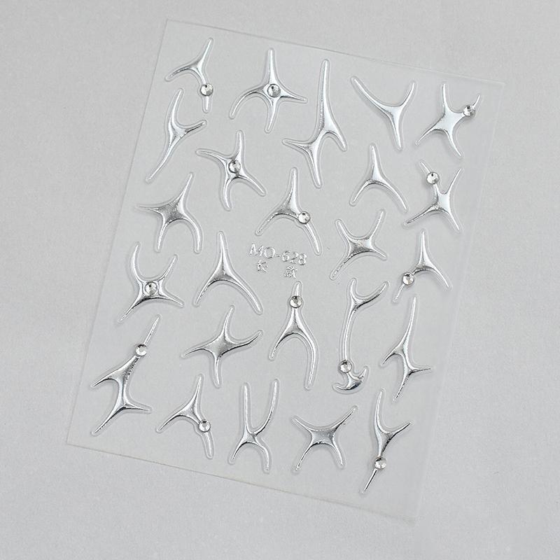 Irregular Bronzing Lines French Nail Art Stickers Silvery Graffiti Stripe Design Self Adhesive Decals Geometry Line Sliders