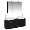 Bathroom Furniture Set 4 Pcs Black Oak Engineered Wood and Glass