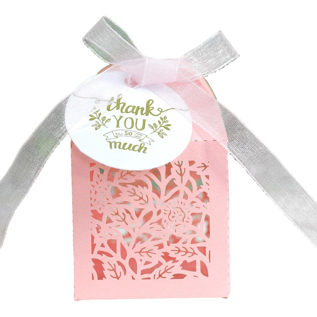 50 szt. Opakowanie na Walentynki Pudełko na Cukierki Dekoracja Róża Kwiat Pudełka na Cukierki na Słodycze Ślub Chrzest Etykietki z Podziękowaniami