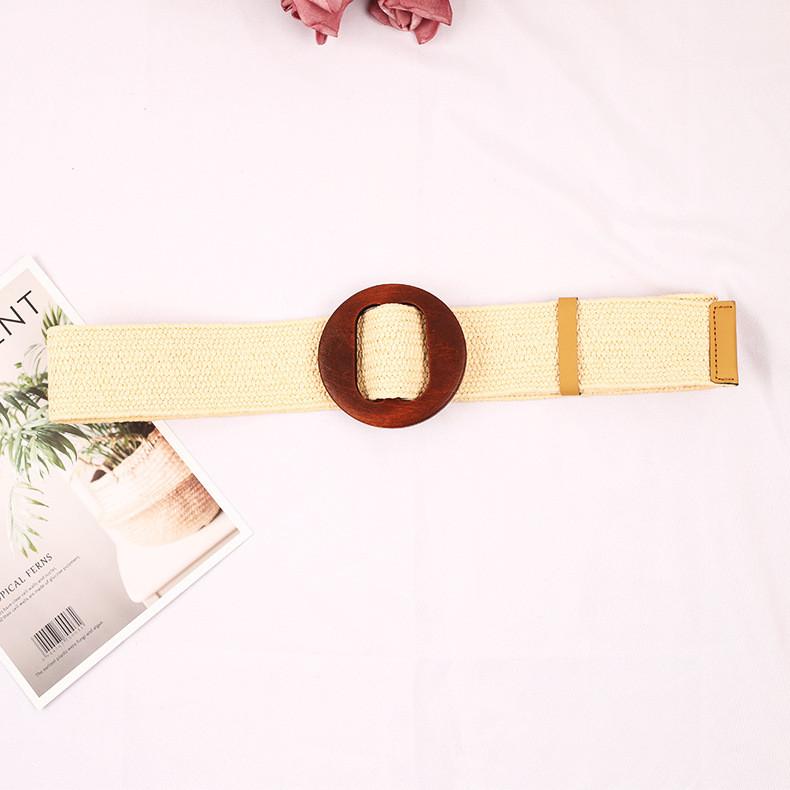 And Waist Weave Rope Wooden Round Buckle Women Belt Clothing Gift Accessories