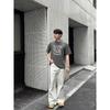 The new model shows the length and height of the legs, lifts the gear, drapes, straight and slightly elongated pants, white high street retro jeans, m