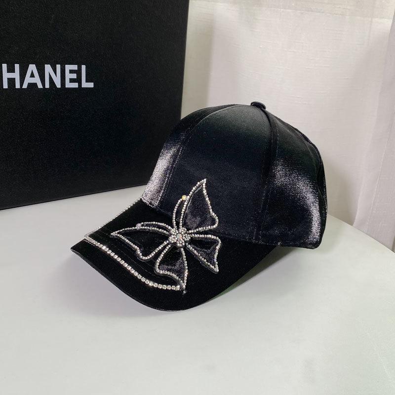 Hat Women's Casual Spring Summer Mercerized Satin Baseball Cap Butterfly Rhinestone Women's Cap Summer 1