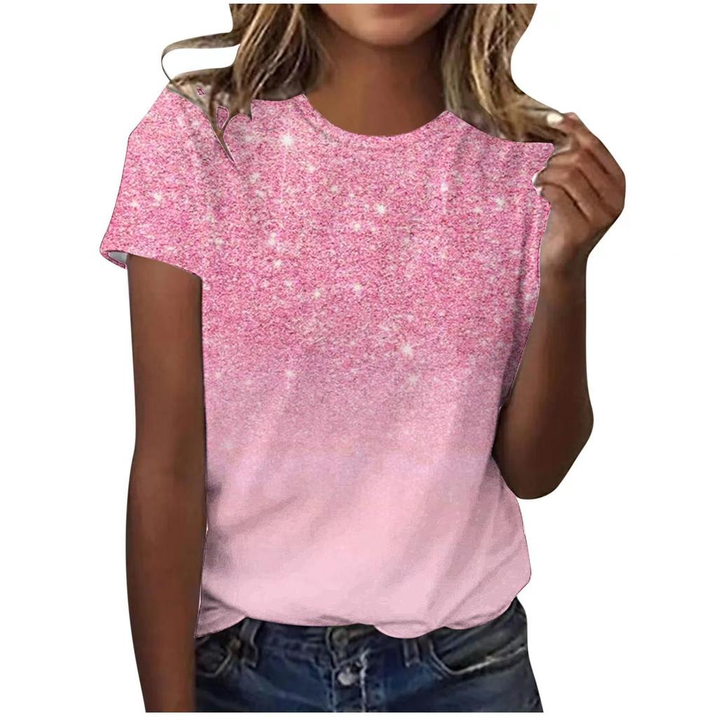 Sommer Rundhals 3D-Druck Top Modische Lässige Einfache Kurzarm Damen T-Shirts