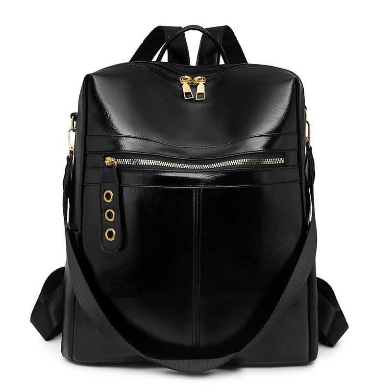 New Casual Backpack Fashionable Versatile Women's Shoulder Bag Large Capacity Soft Leather Texture Mother Bag