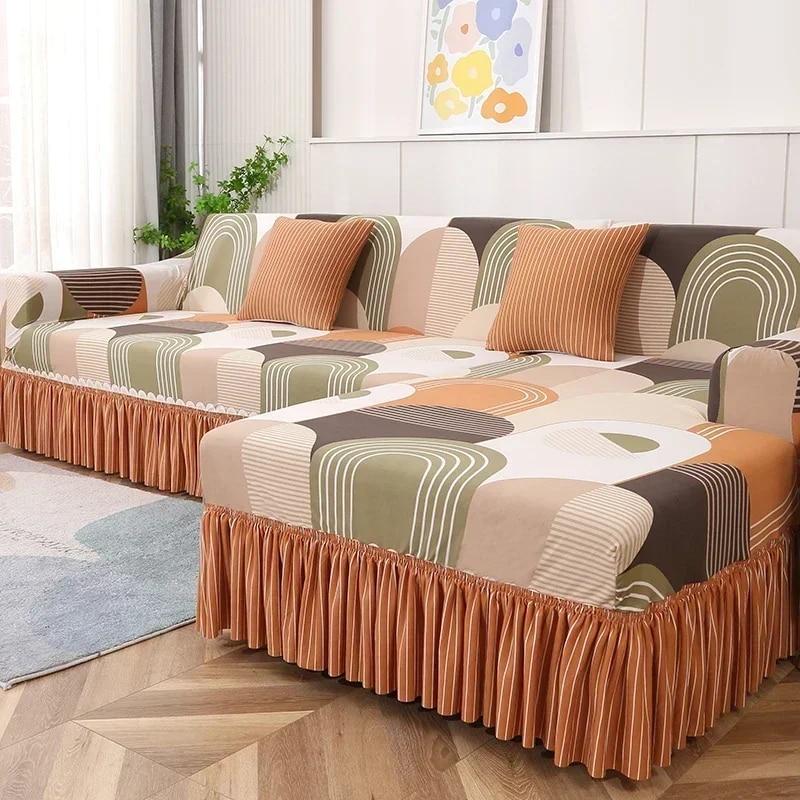Double Daybed Large Skirt Sofa Cushion Four Seasons All Inclusive Sofa Cover Simple Elastic Luxury Sofa Protective Cover