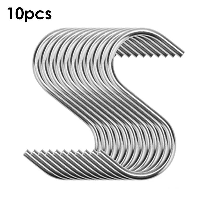 

10 шт. Многофункциональные крючки из нержавеющей стали S-образные крючки для хранения в ванной, кухне, офисе, для сковородок, пальто, сумок, растений, держатель для хранения