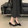 2025 New Korean Version Pointed Head Shallow Mouth Foot Cover Soft Sole Commuter Work Thin Heel Women's Shoes