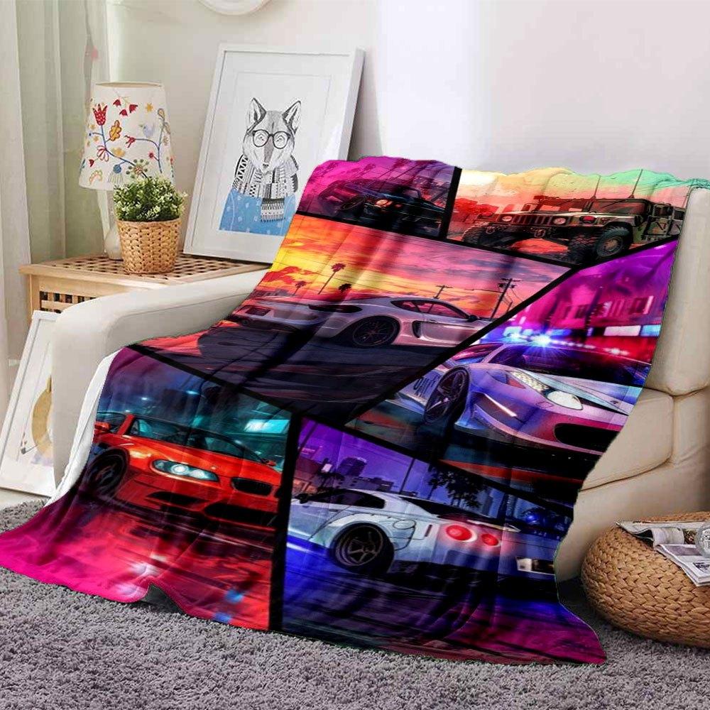 1pc Grand Theft Auto Soft Flannel Blanket with Designer Print A cozy blanket for all seasons, perfect for the couch, bed, office