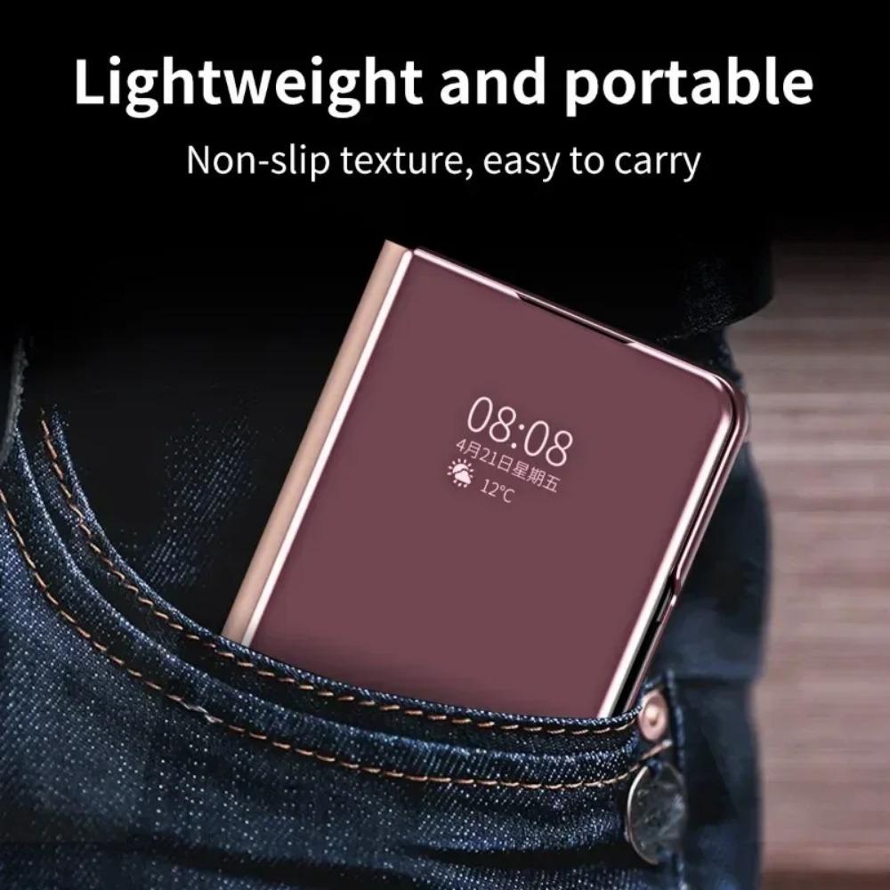 Flip Mirror Case für Samsung Galaxy Z Fold 6 5 4 3 2 Schutzhülle Smart View Kickstand Stoßfester Halter Business Vollschutzhülle