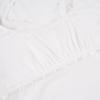 Spicy Girl Mesh Patchwork White Two-Piece Style Ruffle Trim Sheer Long Sleeve Top