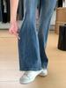 Women's Retro Blue High-Waist Wide-Leg Flared Jeans Plus Size