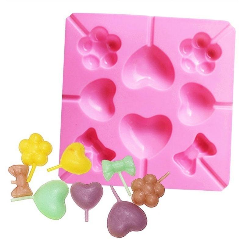 Lollipop Pop Heart Mold Silicone Cake Cookie Chocolate Mould Baking Tray Stick Mold