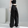 Fashionable American Cargo Pants for Women Summer High Waist Slimming Wide Leg Retro Casual Outfit