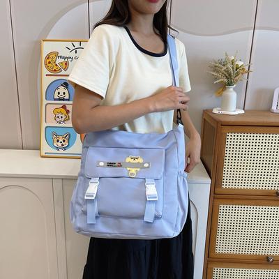 Simple And Fashionable Canvas Bag Student Class Tutoring Bag Large Capacity Casual Versatile Shoulder Bag Commuter Messenger Bag
