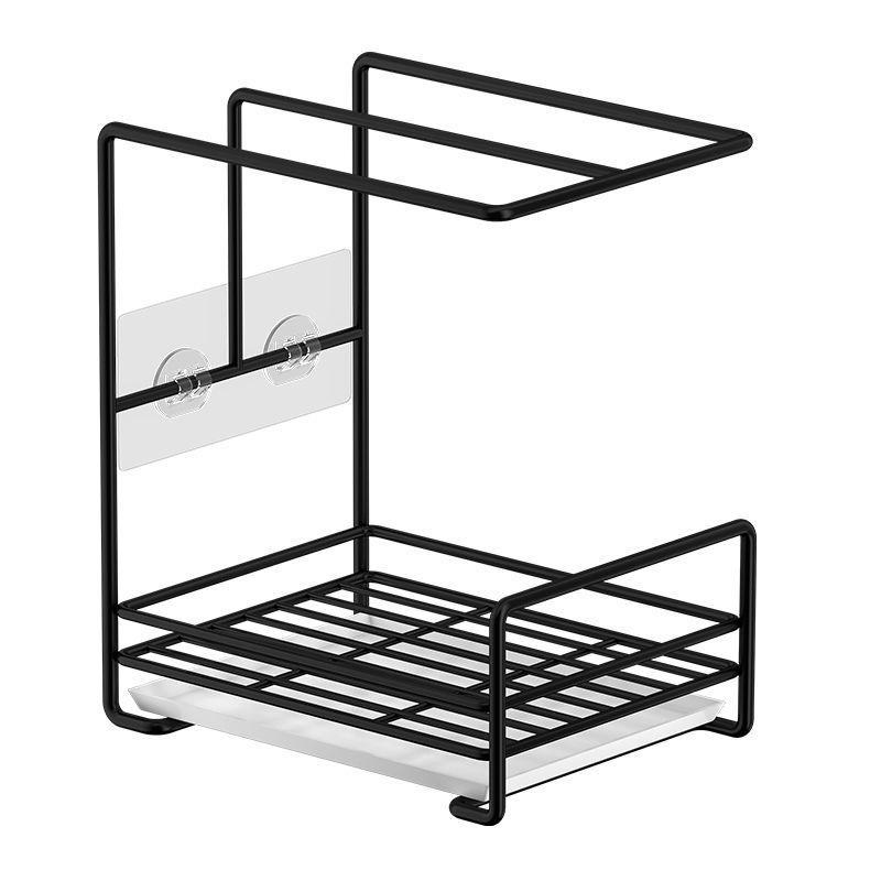 Kitchen Towel Rack Wall Mounted No Drill Sponge Holder Drying Rack Storage Organizer