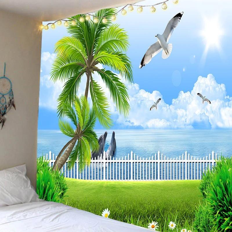 Sun Sunset Sea Pattern House Bedroom Ocean Tapestry Home Decoration Living Room Dormitory Wall Background Hanging Cloth