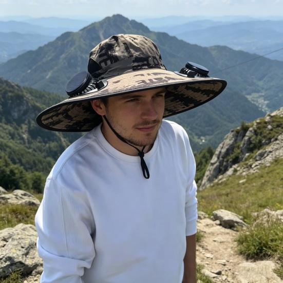 Solar Fan Hat with Dual Rechargeable Fans Design Wear-Resistant Sun Protection
