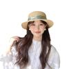 French Style Straw Woven Hat Elegant Women's Sun Hat Sunscreen Beach Flat Top Hat  Outdoor