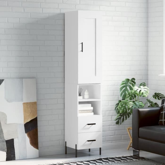 VidaXL Buffet haut Blanc 34,5x34x180 cm Bois d'ingénierie 3200265