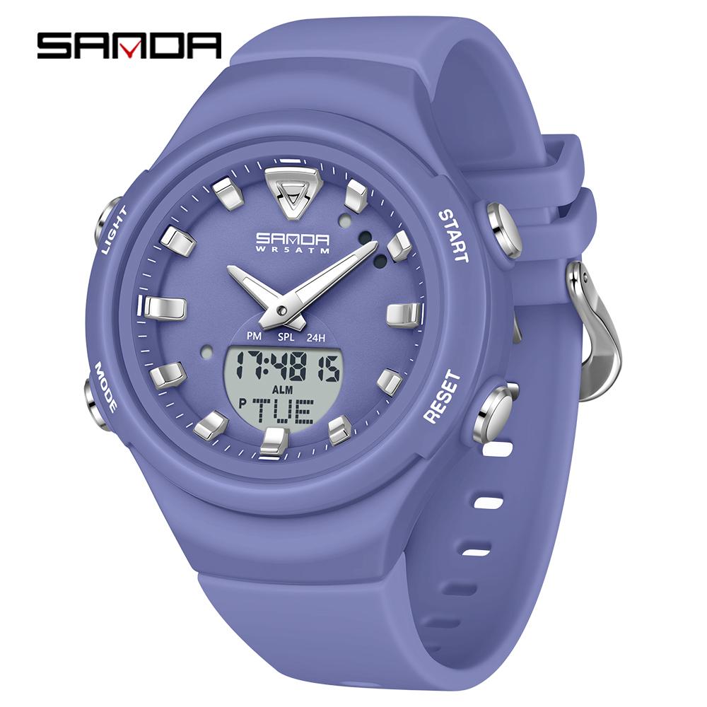 SANDA SD6371 Double Display Sports Watches Men Luminous Multifunction Waterproof Women Wristwatch