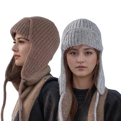 Korejský styl pletená vlněná čepice chránící uši na podzim/zimu - Unisex čepice Lei Feng pro letce