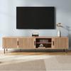 70.87" TV Stand for TVs up to 80", Entertainment Center with Slatted Doors & Adjustable Shelves, Customized