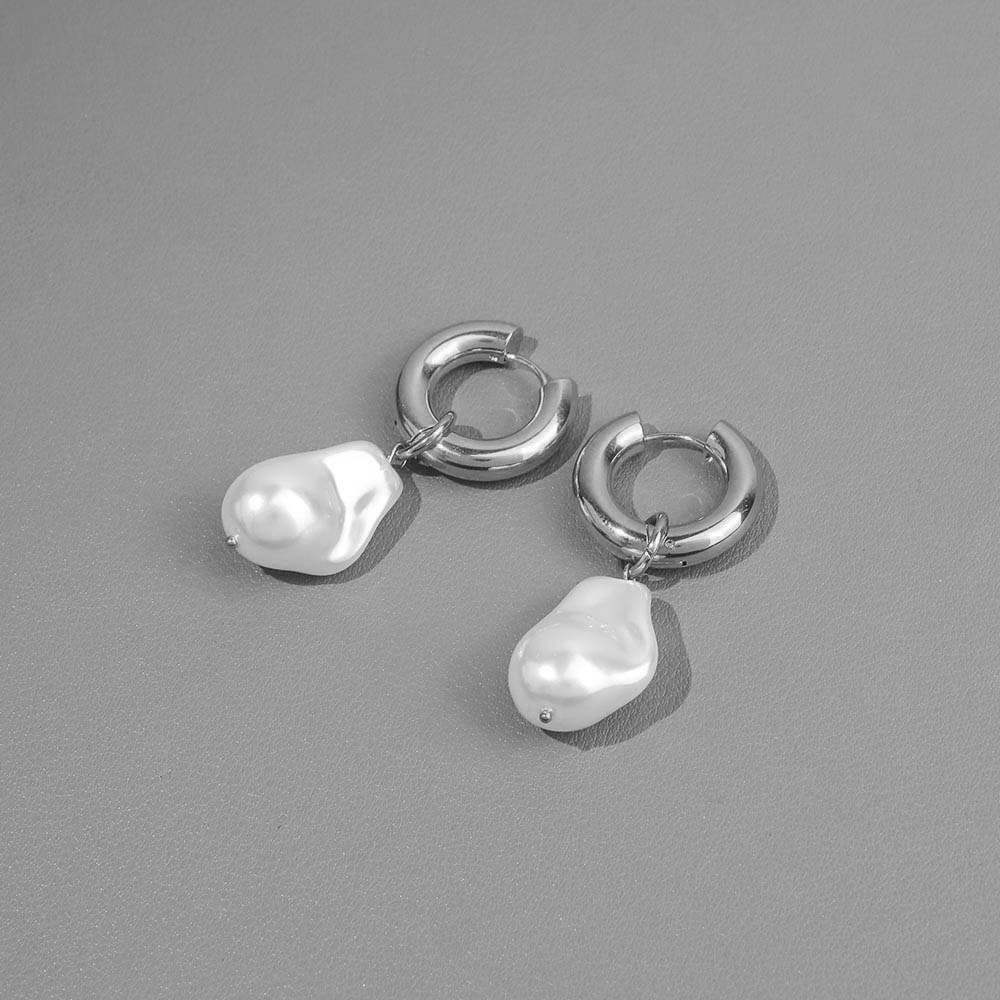 

Imitation Pearl Metal Bean Pendant Earrings for Women Fashion Geometric Round Ear Buckle Wedding Party Jewelry Gift