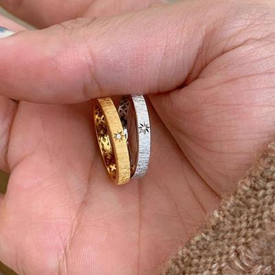 Trendy Simple Style Brushed Ring Light Luxury Exquisite Hollow Out Star Rings for Women Party Wedding High Quality