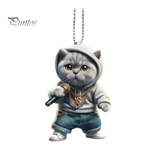 

Микрофон Кот Человек Подвесное украшение для дома Рождественская елка для дома Зеркало заднего вида автомобиля 2D Плоский караоке Котенок Акриловое подвесное украшение Мультяшное животное Cat