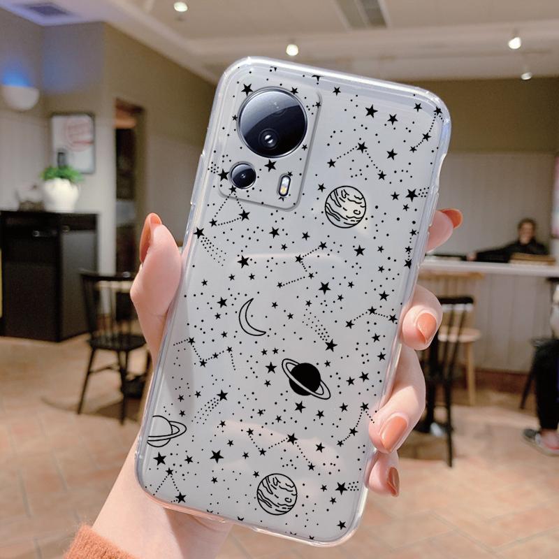 Clear Case For Xiaomi 13 Lite Shockproof Cover Cartoon Cute Cat Soft Silicone Fundas For Xiaomi 13T 14T 15T Pro Transparent Bags