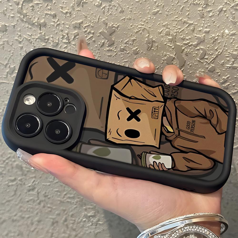 Cartoon Box Man Pattern Phone Case For Samsung Galaxy S25 Ultra S24 FE S23 Plus S22 S21 FE S20 FE Shockproof Silicon Funda Cover
