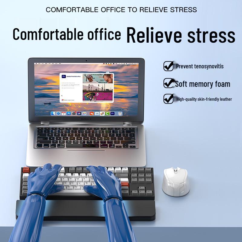 QS22 Multifunctional Cleaning Brush & Leather Wrist Rest for Office Keyboards
