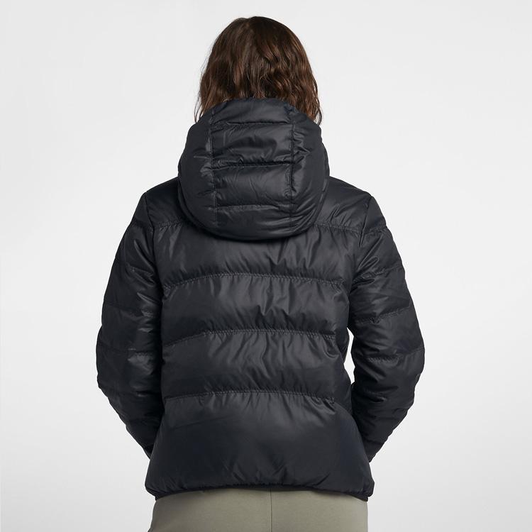 Nike Logo Printed Pattern Hooded Down Jacket Women Outerwear Black CU0283-010