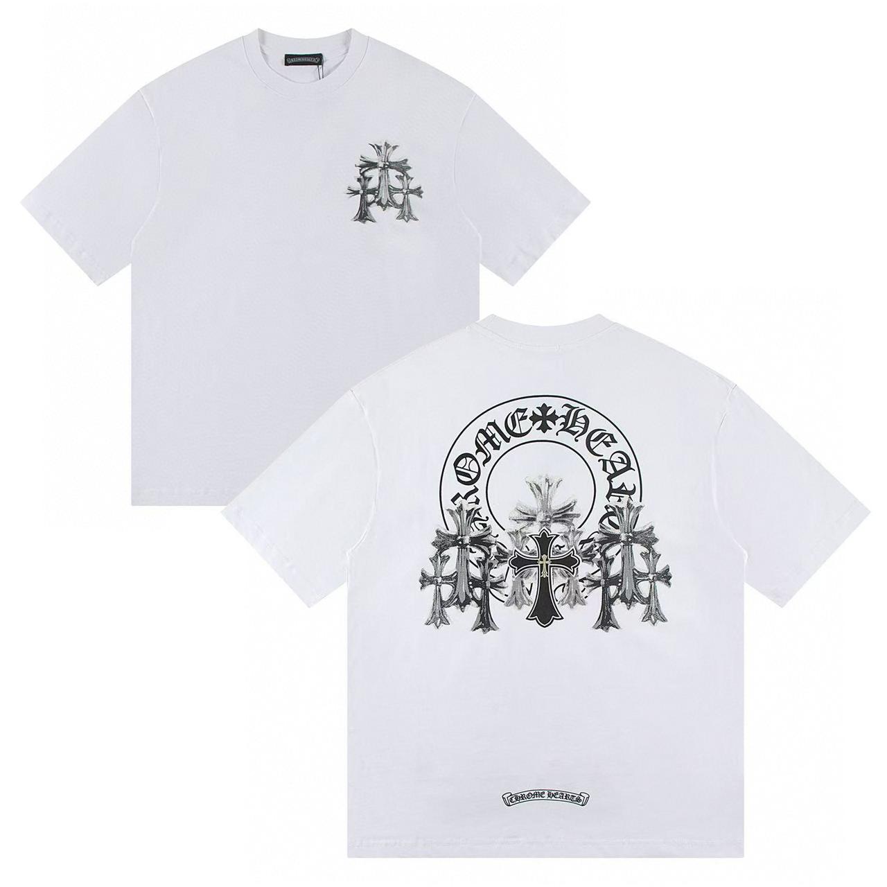 

W365 ХРОМІЗОВАНІ СЕРДЕЧКА 2025 Літня нова високоякісна бавовняна футболка вільного крою великого розміру для чоловіків та жінок, футболка для пар M білий