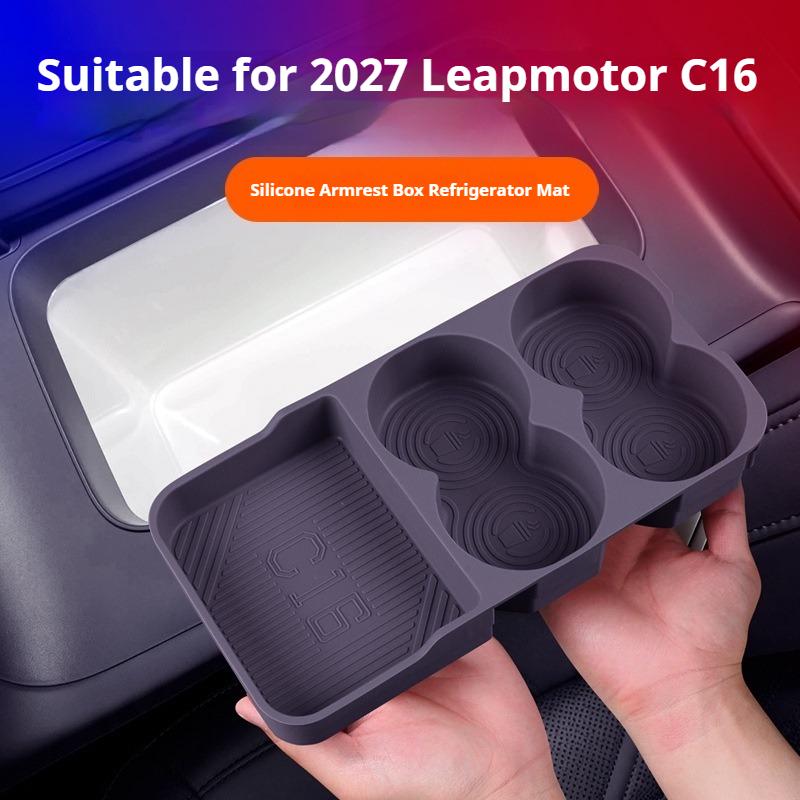 Per Leapmotor C16 2027 Tappetino Frigorifero Controllo Centrale Montato su Auto Portabicchieri in Silicone Antiscivolo Tappetino Protettivo Interno