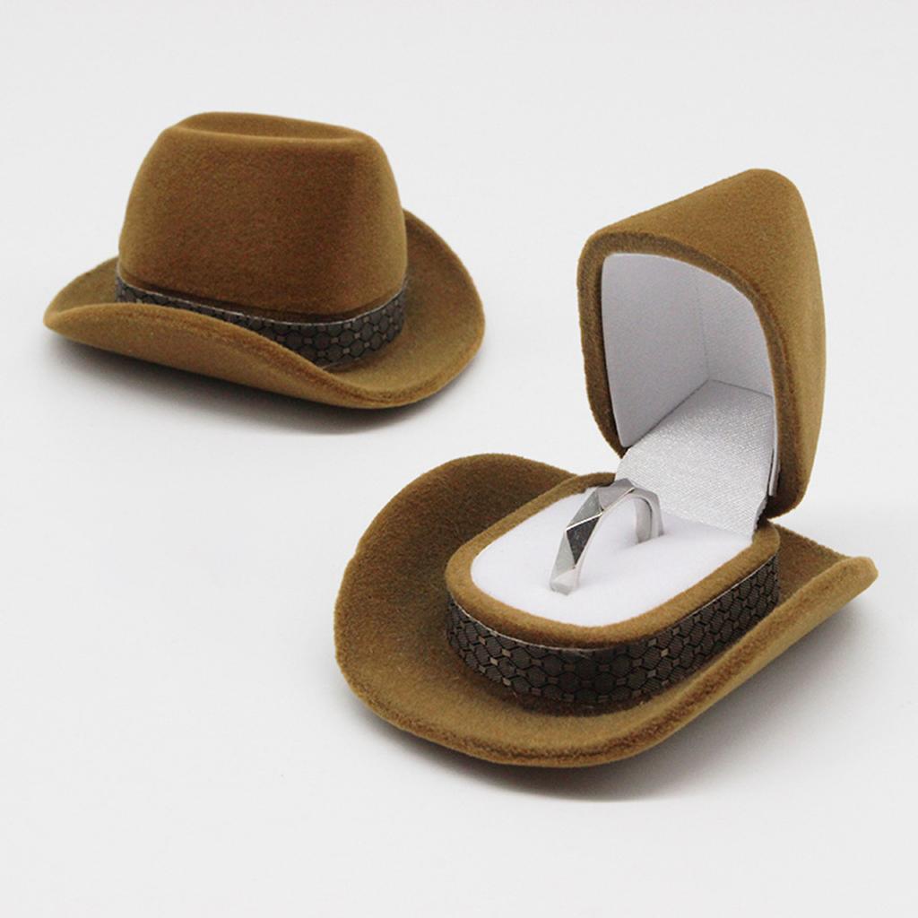 Cowboy Hat Ring Gift Boxes Portable Jewelry Ring Storage Box for Proposal Engagement Wedding