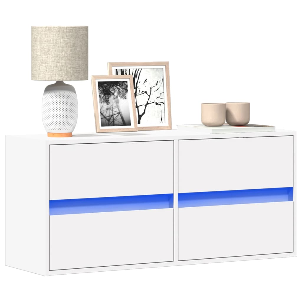 TV Wall Cabinet with LED Lighting White 100 x 31 x 45 cm