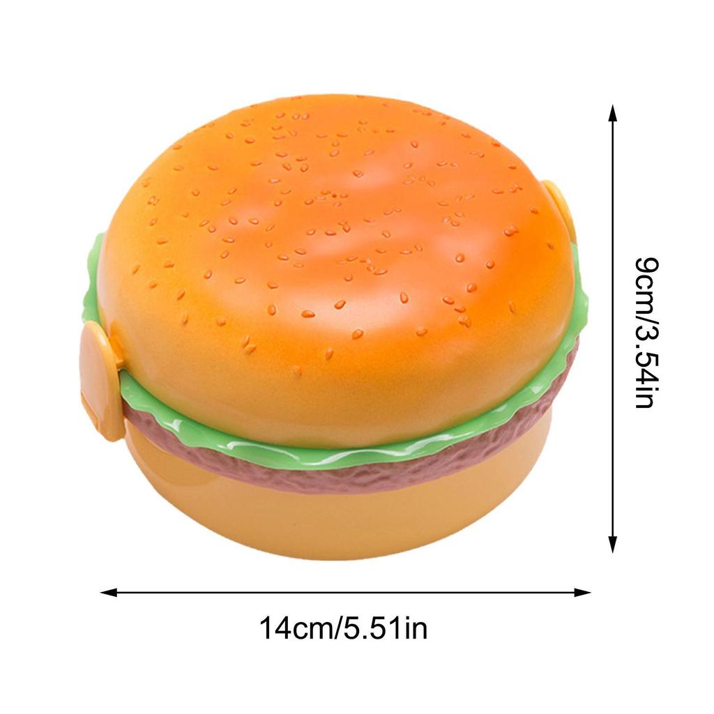 Cute Double Hamburger Lunch Box Food Grade Student Kids Lunch Box Microwavable Bento Box