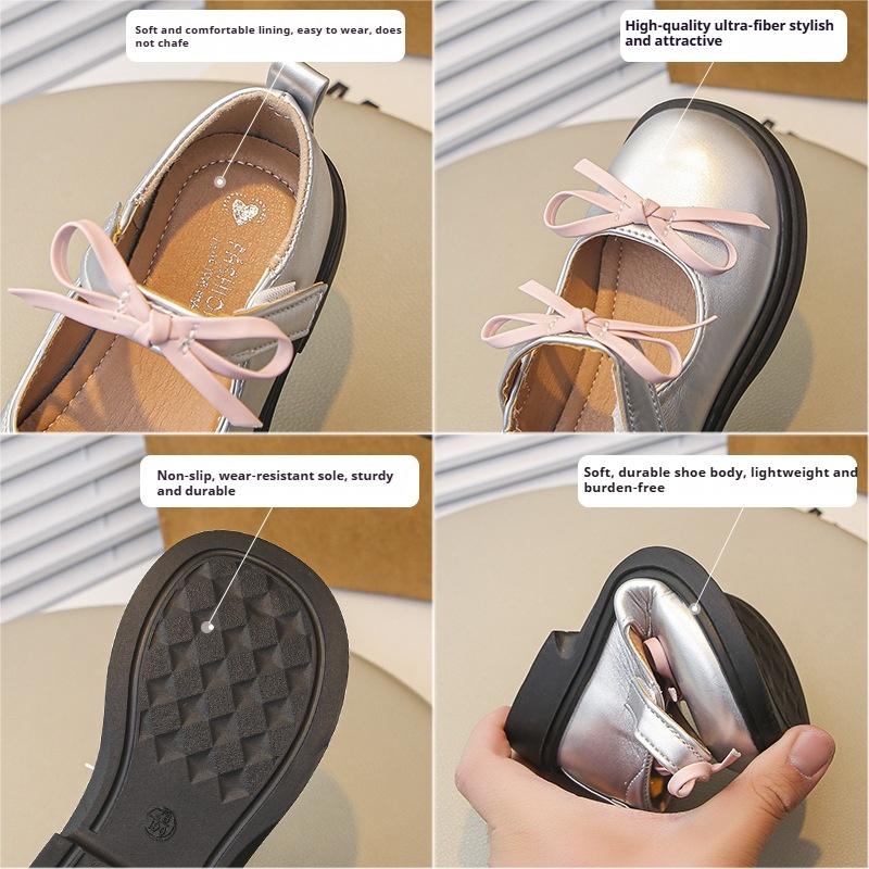 New Fashion Black Princess Shoes Children's Shallow Mouth Soft Sole Girls Leather Shoes