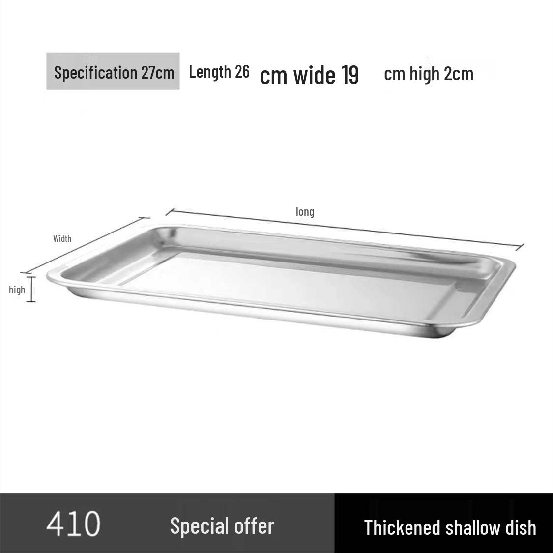 304 Stainless Steel Rectangular Tray for Steamed Fish, Rice, Chee Cheong Fun, and Baking