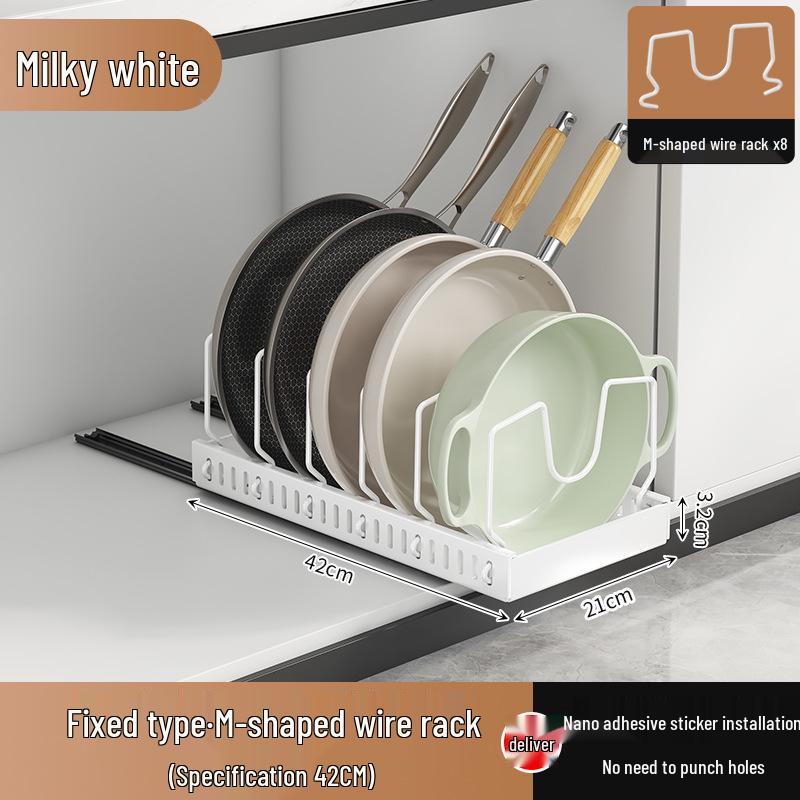 Wow-oh Expandable Frying Pan Storage Cabinet with Adjustable Pull-Out Pot Rack
