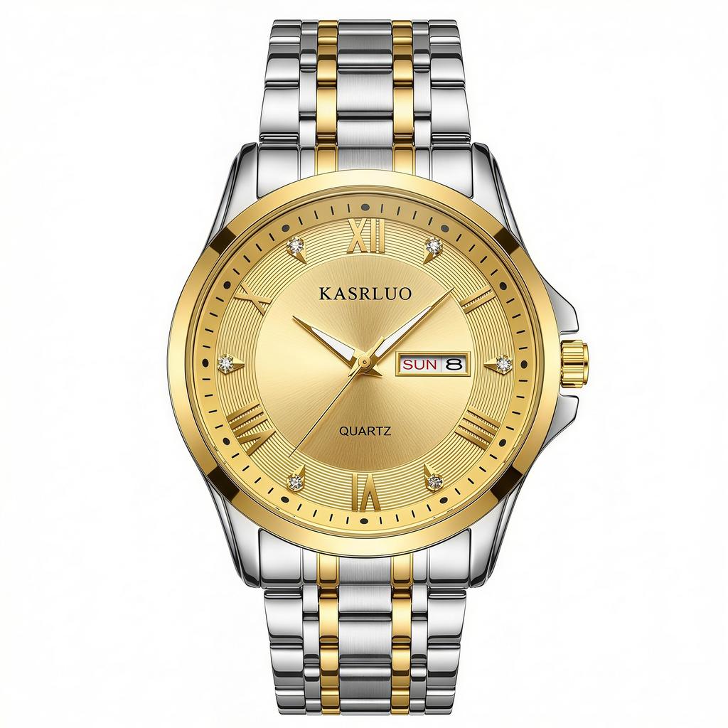 Business Trend Simple Large Dial Men'S Watch Double Calendar Luminous Waterproof Temperament Quartz Watch