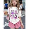 Europäische Größen Rosa Shorts-Set für 3-13-jährige Kinder Weiches Baumwoll-Sommer-Outfit für Kleinkinder und Kinder Spielkleidungs-Set