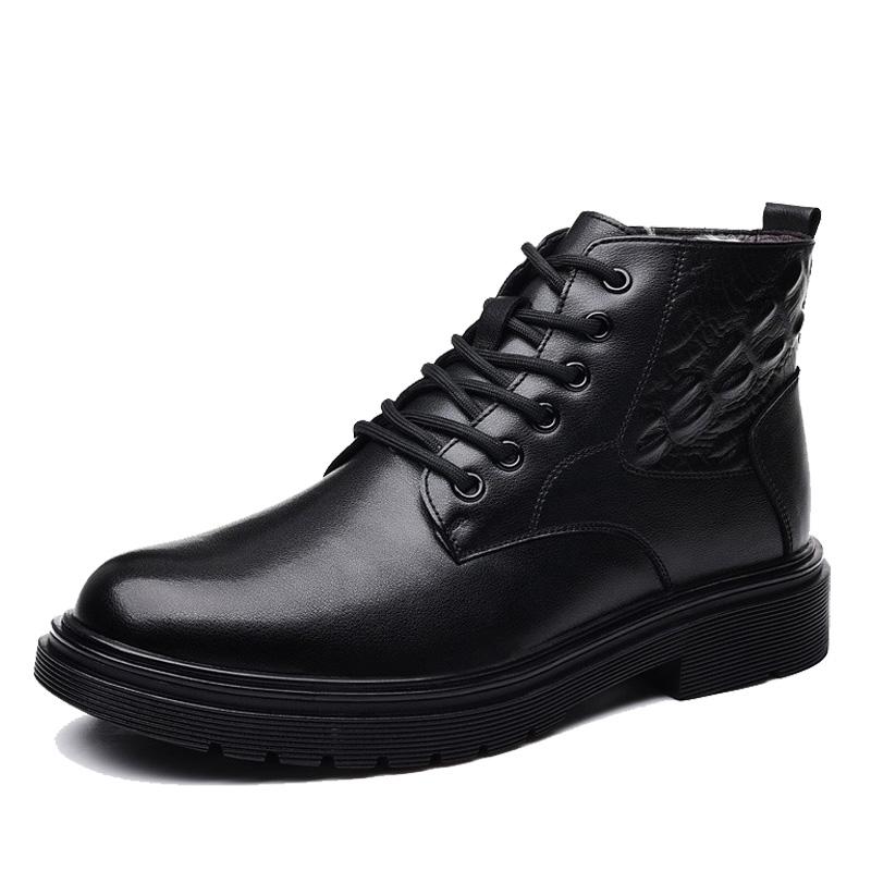 

Высокие зимние теплые ботинки из флиса для мужчин, дизайнерские черные туфли на платформе из хлопка, мужские модные повседневные кожаные туфли для мужчин 44