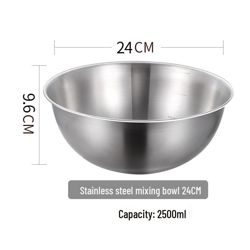304 Stainless Steel Kitchen Basin: Wash Veggies, Knead Dough, Beat Eggs, or Mix Salads. Thick, Durable Design for Household Use.