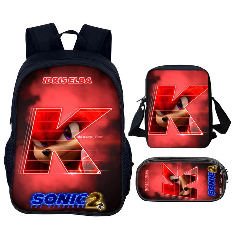 Sonic The Hedgehog 2 Book Bag Set With Waterresistant Polyester For School And Travel