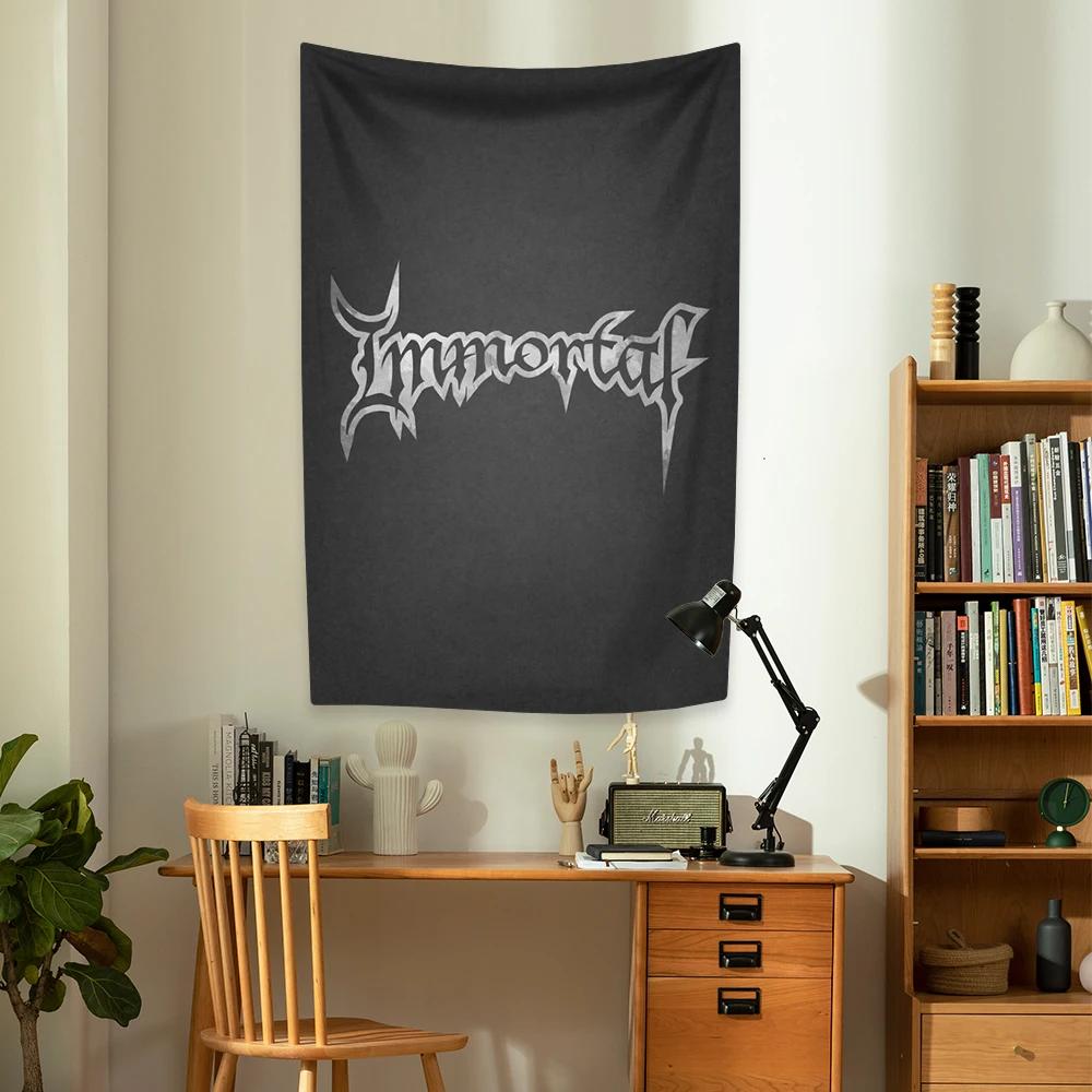 Black Metal Band Home Decor Immortals Rock Tapestry Wall Hanging Large Fabric Covering Bedroom Backdrop Party Concert Decoration